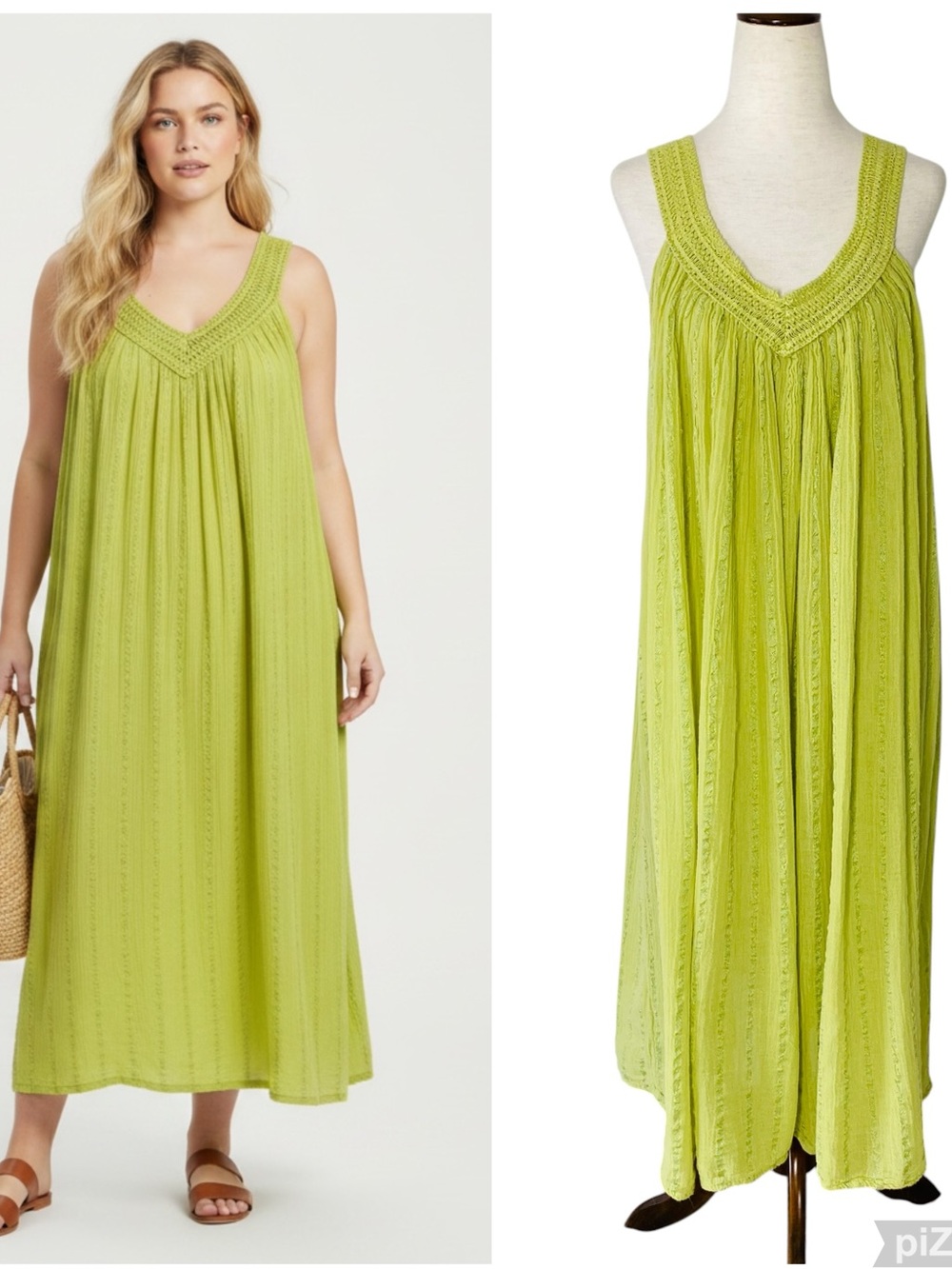 VINTAGE Lime Green Midi Dress